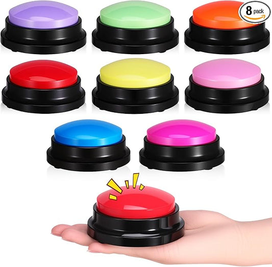 8 Pieces Recordable Answer Buzzers Button Answer Buzzers Game Show Buzzer Recordable Button Classroom Buzzers Perfect for Study Office Home and Pet Buttons Training Toy