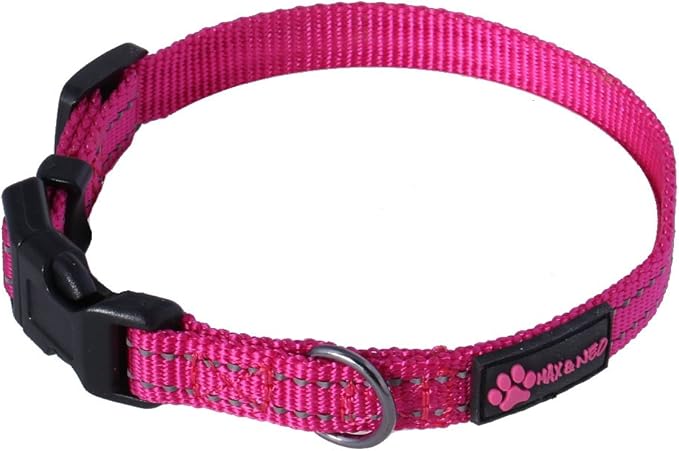 Max and Neo™ NEO Nylon Buckle Reflective Dog Collar - We Donate a Collar to a Dog Rescue for Every Collar Sold (X-Small, Pink)