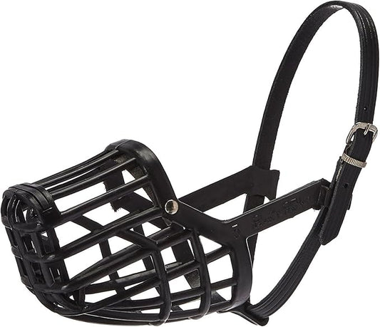 OmniPet Leather Brothers Italian Basket Dog Muzzle, Adjustable Secure Fit, Comfortable Design, Training and Safety, Averts Biting, Prevents Chewing and Scavenging, Perfect for Grooming - Black, Size 5