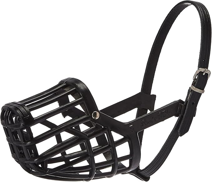 OmniPet Leather Brothers Italian Basket Dog Muzzle, Adjustable Secure Fit, Comfortable Design, Training and Safety, Averts Biting, Prevents Chewing and Scavenging, Perfect for Grooming - Black, Size 7