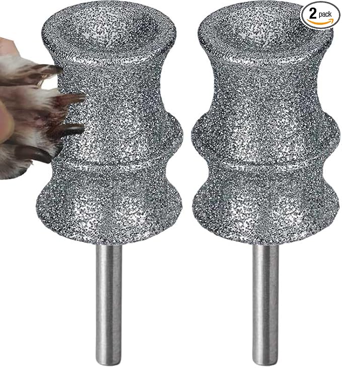 Diamond Dog Nail Grinder Bit Compatible with Diamondg & Dremel 7760 & 7350, 1/8'' Stress-Free Replacement Head Attachment, Ideal for Medium, Large & XL Dogs, Thick Nail Grooming, 2-Pack