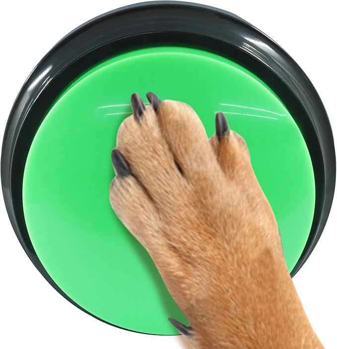 Voice Recording Button, Buttons for Communication Pet Training Buzzer, Fun Interactive Toy for Dogs, Cats, Perfect for Home, Office, or Outdoor Use (2 Packs, Blue and Green)