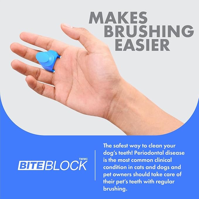Paw Ready Pet Toothbrushing Assistant for Puppies' Dogs and Cats Allows You to Brush Your pet’s Teeth Without Constantly Worrying About Getting Bitten. (Blue, Small)