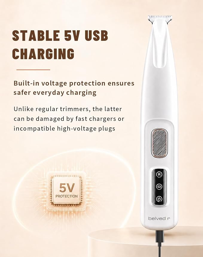 Pet Micro Precision Trimmer - Upgraded 0.71in Blade Dog Hair Trimmer for Grooming Paws Eyes Ears Butt, 50dB Quiet Cordless Shaver, 90 Min Runtime Cat Shaver Grooming Kit