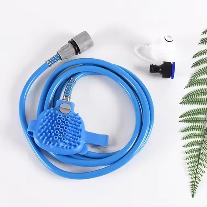 Pet Shower Brush Sprayer Dog Bath Sprayer Cat Grooming Tool – Adjustable Wrist Strap, Multi-Spray Modes, Flexible Hose – Faucet Attachment for Pet Bathing, Massage Bristles for Anxiety Relief