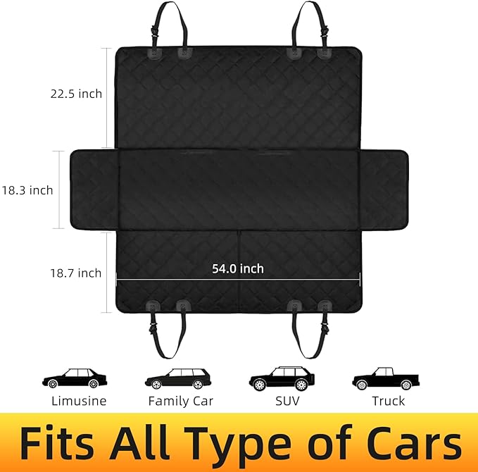 JSTHT Dog Car Seat Cover for Pets 100% Waterproof Seat Cover Hammock 600D Heavy Duty Scratch Proof Nonslip Durable Soft Back Seat Covers for Cars Trucks and SUVs, Universal Fit