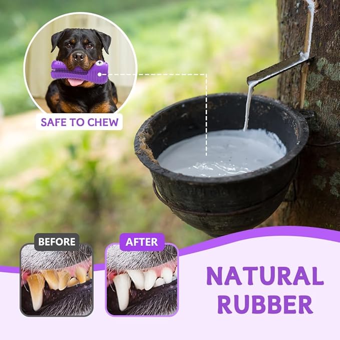 Dog Toys for Aggressive Chewers, Indestructible Dog Chew Toys for Medium Large Breed, Interactive Tough Dog Squeaky Toys to Keep Them Busy, Natural Rubber Durable Dog Toothbrush Teeth Cleaning Toys