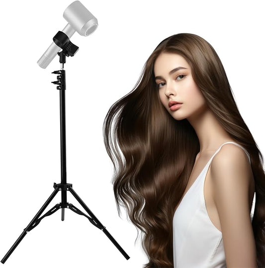 Hair Dryer Stand,22 to 63inch Height Adjustable Blow Dryer Holder w/ Non-Slip Tripod,Universal Clip,Hairdryer Stand Holder Hands Free for Frozen Shoulder,Arthritis,Wrist PainRelief