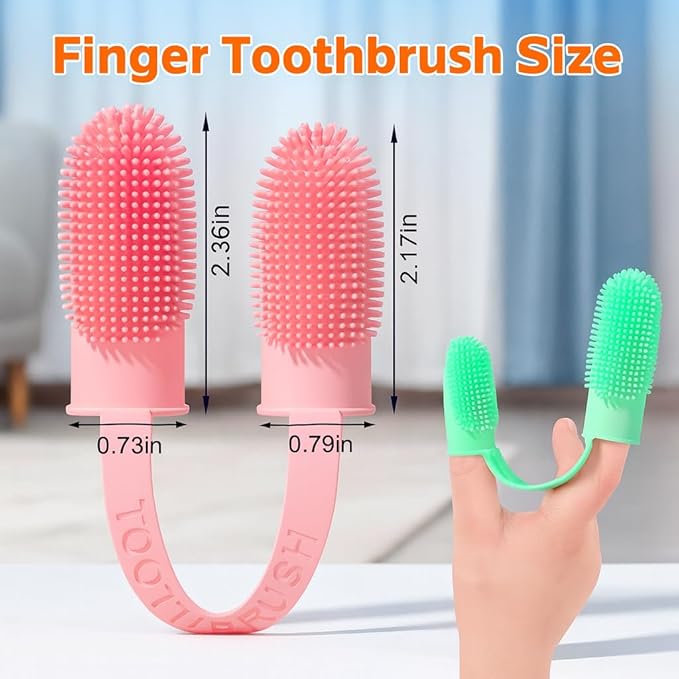 Pet Finger Toothbrush for Adult & Large Dogs, 2 Pack with 800 Soft Bristles, 135 Double Finger Design for Large Pets, BPA Free TPR Silicone Dental Care
