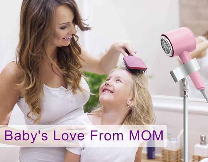 Purple River Hair Dryer Stand 20" to 63" Adjustable Blow Dryer Holder with Tripod and Universal Clip, Easy to Use, Hands Free Relieve Wrist Pain, Shoulder Periarthritis etc (White)