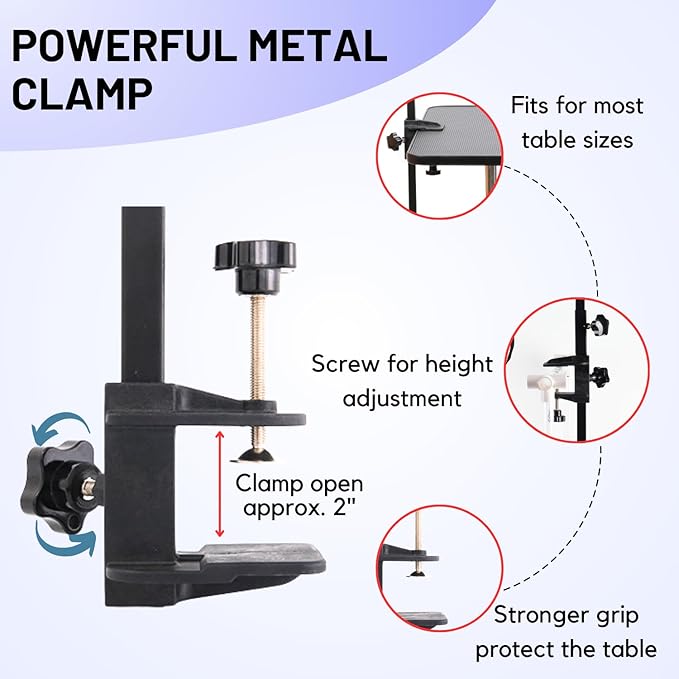 Dog Grooming Arm with Clamp & Pet Grooming Table Accessories - Adjustable Foldable Height 20"-35" with No-Sit Holder, Grooming Restraint for Small, Medium Dogs at Home or Salon