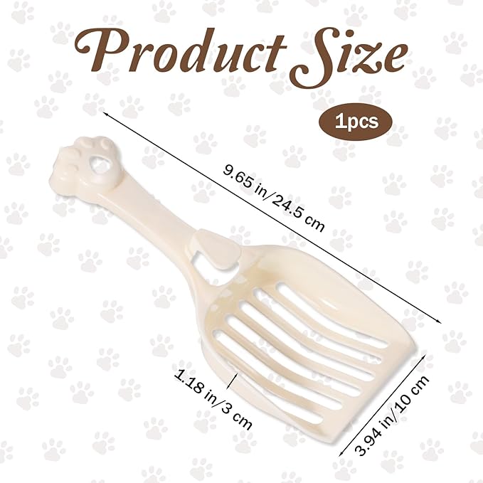COMNICO Cat Litter Scoop, Durable Plastic Kitty Litter Sifter Scooper with Wide Slats Comfy Handle Deep Shovel Pooper Lifter Captures All Clumps for Easy Sifting Pine Pellets Box (Milky White)