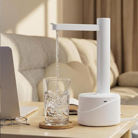 5 Gallon Dual-use Desktop Electric Water Bottle Dispenser, USB Type-C Charging Automatic Countertop Drinking Water Bottle Pump for 2-5 Gallon, Smart Water Jug Dispenser for Camping(White)