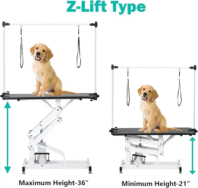 Hydraulic Pet Dog Grooming Table for Large Dogs, Heavy Duty Grooming Table with Adjustable Arm Noose, Maximum Capacity Up to 330 lbs, 42.5''/Black