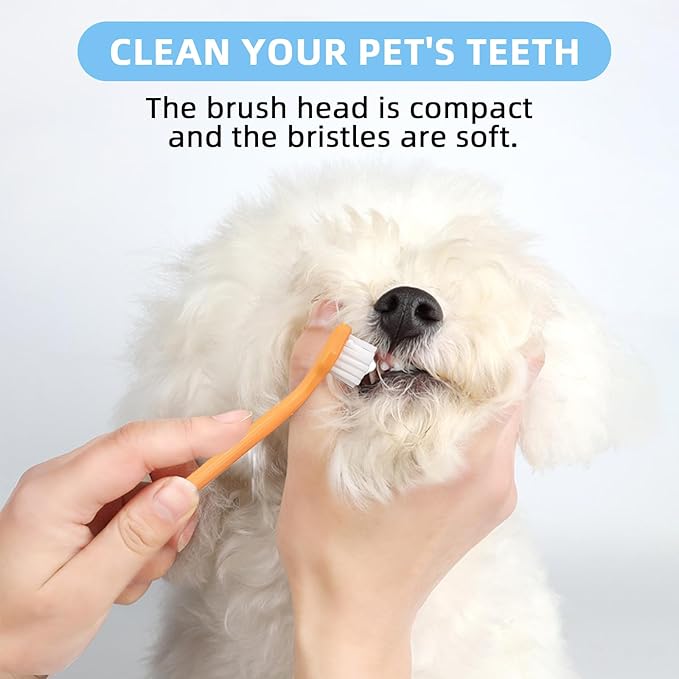 Dog Toothbrush and Toothpaste Kit Beef Dog Toothpaste(70g) Soft Nylon Double-Head Dog Toothbrush Dog Finger Toothbrushes Puppy Tooth Brushing Kit Pet Dental Care Kit for Dogs Fresh Breath