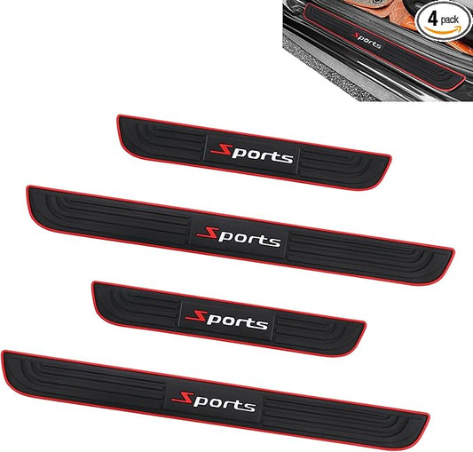 4PCS Car Door Sill Protector, Anti-Scratch Door Edge Guards Protector, Rubber Car Door Sills Scratch Protection, Universal Auto Threshold Pedal Edge Protector Strip (Sport, Width 2.36")