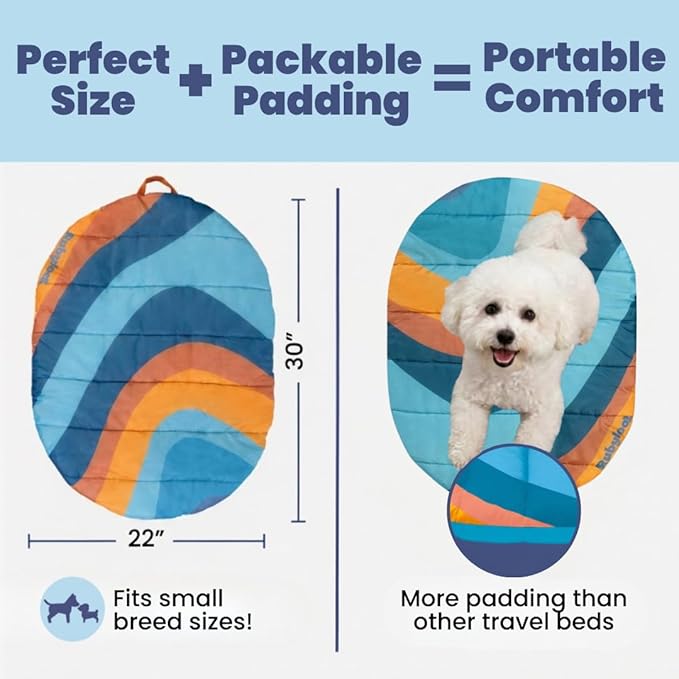 Travel Dog Bed (30" x 22") – Foldable & Packable for Travel, Road Trip, Camping – Lightweight, Water Resistant & Cozy with Soft Padding – Compact, Portable & Machine Washable – Small Breeds: Teal