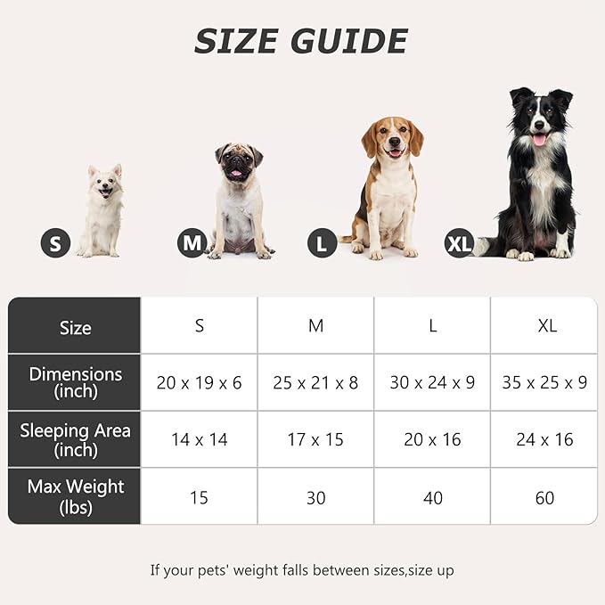 MIXJOY Dog Bed for Large Medium Small Dogs, Rectangle Washable Sleeping Puppy Bed, Orthopedic Pet Sofa Bed, Soft Calming Cat Beds for Indoor Cats, Anti-Slip Bottom with Multiple Size (30-Large, Grey)