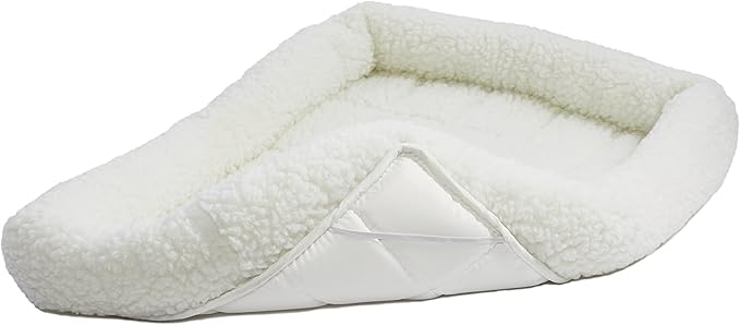 MidWest Homes for Pets QuietTime Dog Bed – White Fleece Bolster, Ultra-Soft and Machine Washable, Fits 24-Inch Crates and Carriers, for Small Breed Dogs (Pack of 2)