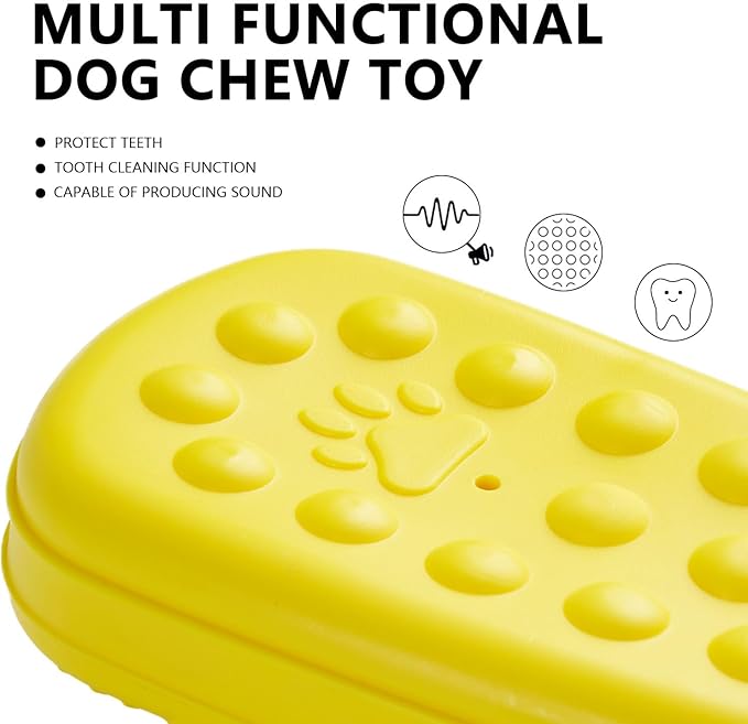 MECOOL Squeaky Slipper Dog Toy - Chew Toys for Aggressive Chewers, Durable Rubber Chew Toy for Dental Cleaning & Boredom Relief, for Small Medium Dogs, Yellow