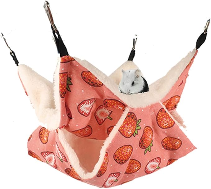EAEDMY Rat Ferret Hammock Toys Cage Accessories, Guinea Pig Hideout Tunnel, Warm Bed for Rat Ferret Guinea Pig Sleep Hide and Play (4.Hammock)