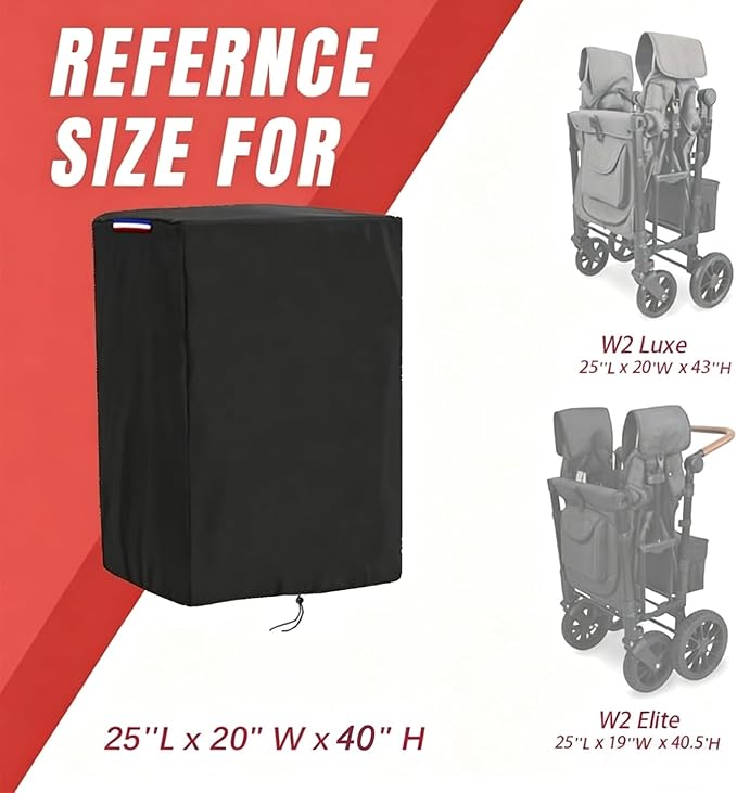 Wagon Cover compatible with Wonderfold Wagon W2 Series(Cover-Only),Waterproof 420D Stroller Wagons Covers With Handle Adjustable Drawstring-25"L x 20"W x 40"H