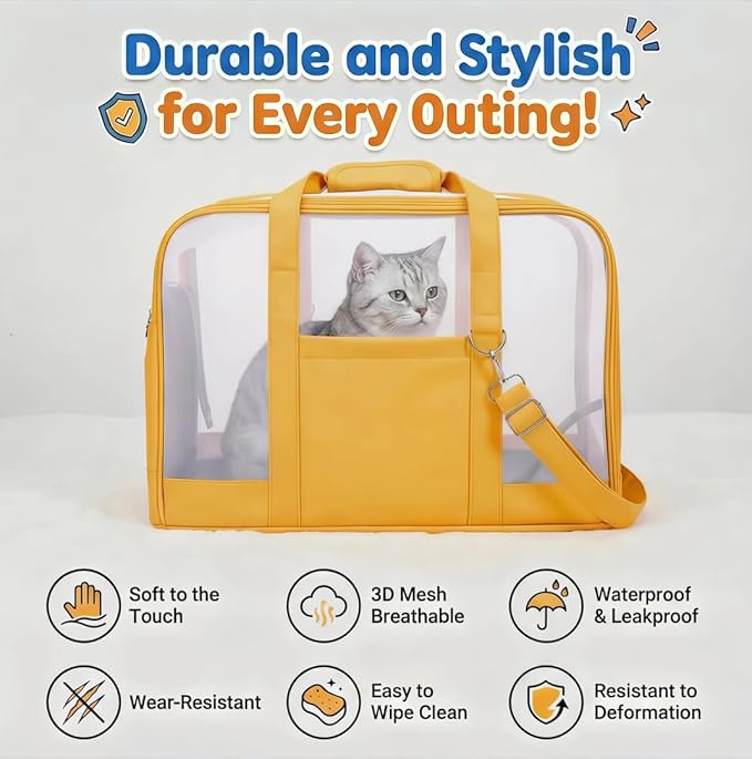 Dog Purse Carrier for Small Dogs-Pet Carrier Purse for Kitty and Puppy Soft Sided Carrier with Breathable Mesh Lightweight Pet Carrier Sling for Outing Travel Vet-Yellow