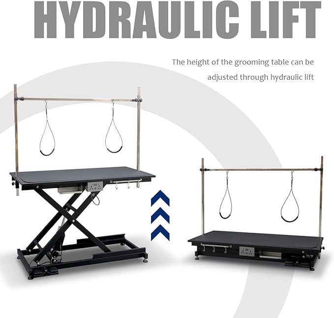 49.6” Pet Dog Grooming Table Adjustable Professional Trimming Table with Arms,Noose for Large Cat Shower Table, Maximum Capacity Up to 330LBS