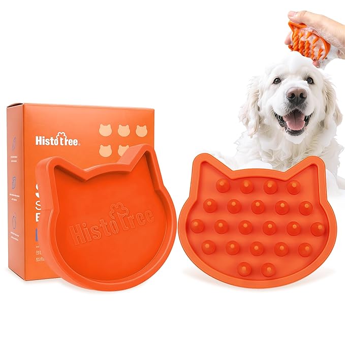 Orange Cat-Shaped Dog Shampoo Brush Dog Washing Brush Massage Bath Brush for Dogs Cats Remove Loose Hair Knots Gentle Pet Grooming Tool Deep Cleansing