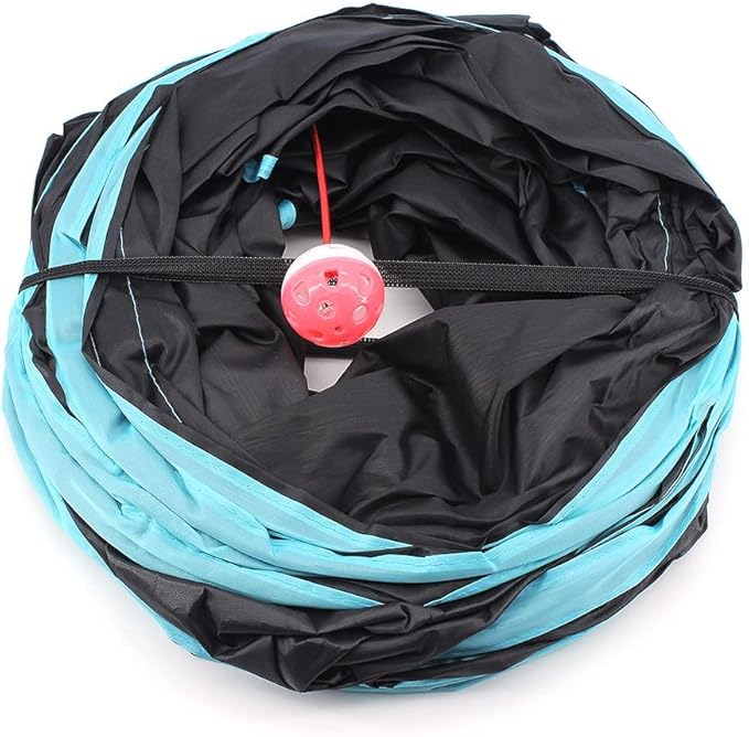 Bemodst Collapsible S-Shape Cat Tunnels - 4 Way Interactive Maze Toy for Kitten, Rabbit, Ferret