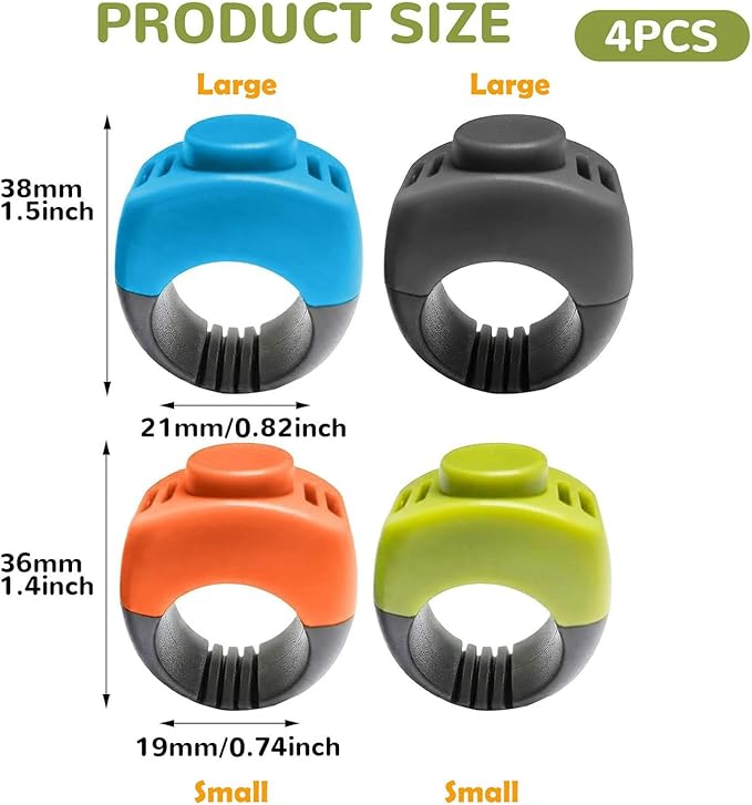 The Set of Easy Clicking Finger Ring Clicker Included Large and Small 2 Sizes,Suitable for Dogs Cats Horses traing Allowing Effective Versatile Training (4pcs Grey+Green+Orange+Blue)