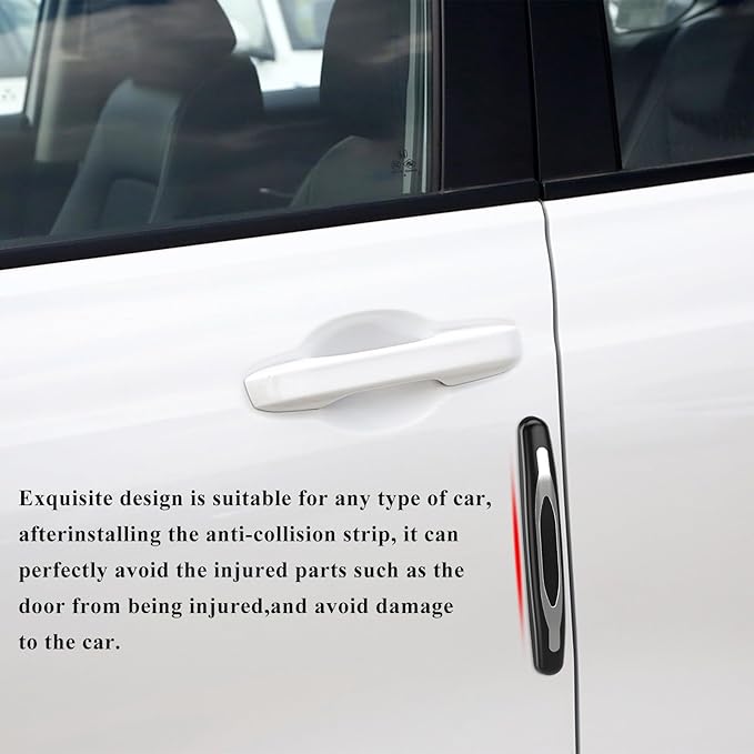 DXNQ 4 PCS Car Door Edge Guards, Anti-Scratch Door Edge Guards Trim Strip with Self Adhesive, Car Door Protector Bumper Guards for Most Cars Trucks SUVs, Exterior Car Accessories (Black)