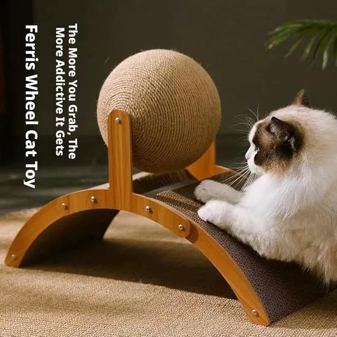 Interactive Cat Scratcher, Cat Scratching Post Design with Arch Bridge Balls-Stylish CatScratching Board, Natural Sisal Scratcher Ball, Fun and Engaging Scratching Post for Exercise