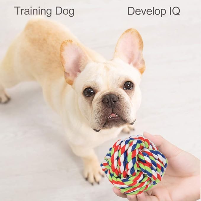 Dog Rope Ball 2Pack - Medium Breeds Knot Ball Rope Toys for Puppies to Medium Dogs, Teething Chewing, Tug and Boredom Relief