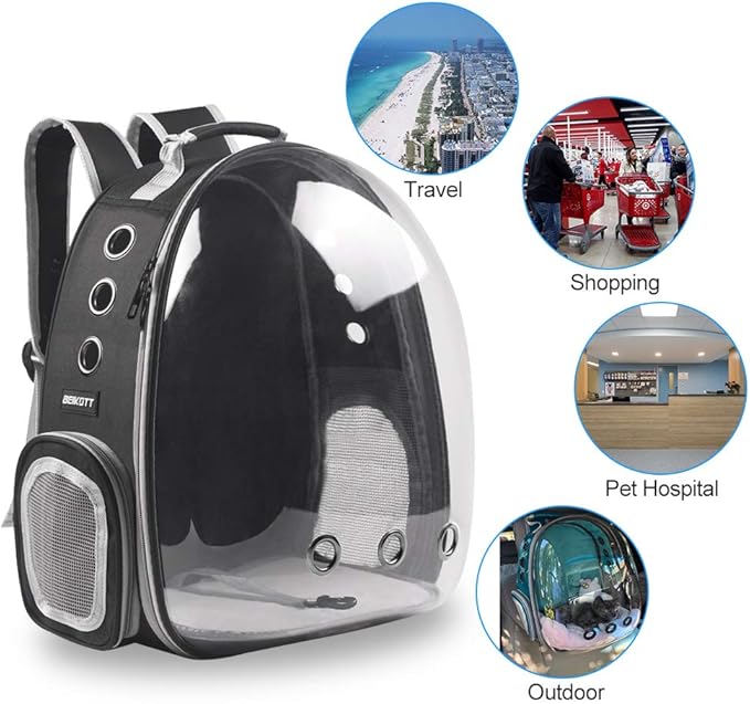 Cat Backpack Carrier, Pet Backpack, Breathable Cat Dog Space Capsule Backpack, Airline-Approved for Small Cats Dogs Birds Bunny Travel Hiking
