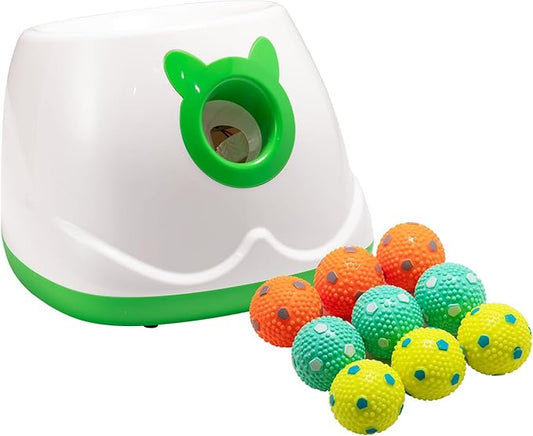 Automatic Ball Launcher for Dogs, Dog Fetch Ball Thrower Launcher, 4 Adjustable Distances, Interactive Pet Self Playing for Small Dogs and Puppies with 9 Balls (2 inches)