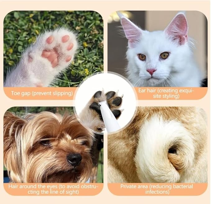 warmow Pet Micro Precision Paw Trimmer, Upgrade Multifunctional Pet Hair Clippers Waterproof Rechargeable Pet Shaver with LED Light, Pet Paw Trimmer for Paws Eyes Ears Face Rump (1 Set)