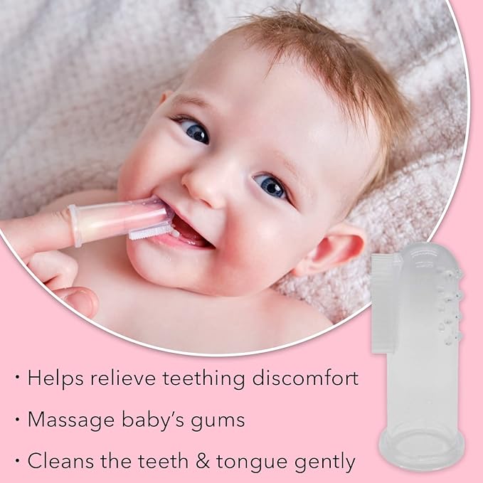 Gadgetime USA Baby Finger Toothbrush (Set of 2) - Silicone Baby Toothbrush with 2 Cases in Blue - Toddler Training Toothbrush - Newborn Oral Massager - Easy Oral Hygiene for Kids & Pets (Blue)
