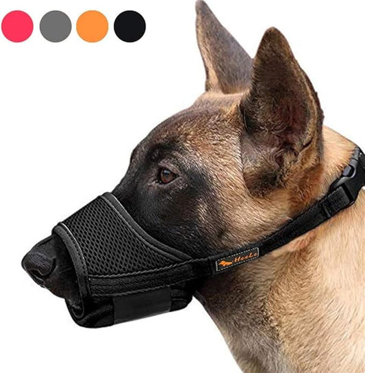 HEELE Dog Muzzle,Soft Nylon Muzzle Anti Biting Barking Chewing,Air Mesh Breathable Drinkable Adjustable Loop Pets Muzzle for Small Medium Large Dogs 4 Colors 4 Sizes (Black, XS)