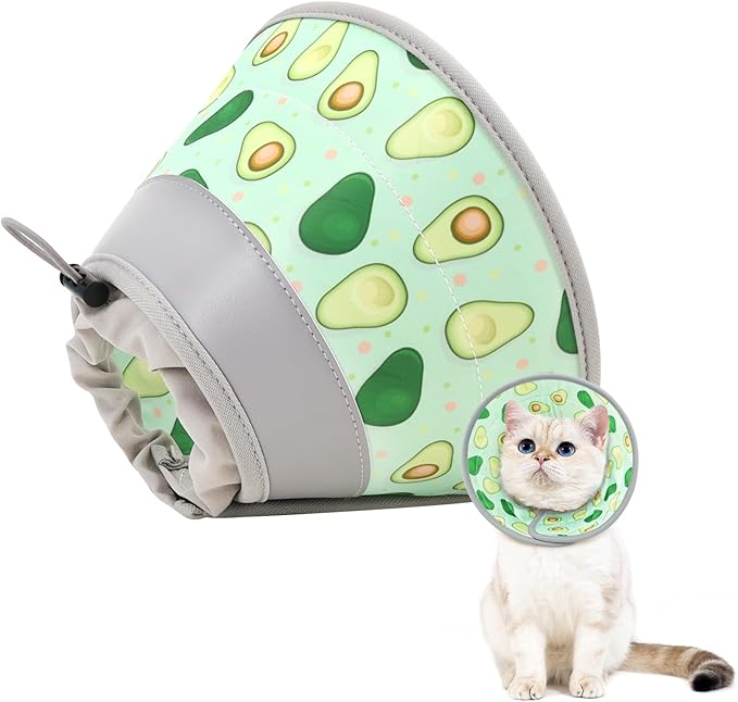 Cat Cone Collar Soft to Stop Licking, Adjustable, Foldable Lightweight Kitten Cones After Surgery Recovery for Cats & Kittens, Cat Cone Alternative, Easy Eating (Avocado Green, S)