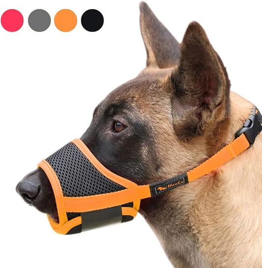 HEELE Dog Muzzle,Soft Nylon Muzzle Anti Biting Barking Chewing,Air Mesh Breathable Drinkable Adjustable Loop Pets Muzzle for Small Medium Large Dogs 4 Colors 4 Sizes XL