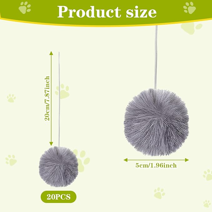 15 Pack Cat Tree Replacement Balls, Interactive Dangling Toys with Bell and Single Elastic Rope Kitten Tower Replacement Ball Plaything Add Ons for Cat Scratching Post Tree