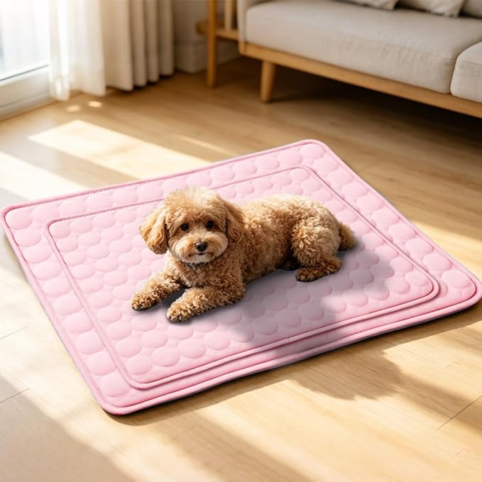 Dog Cooling Mat 2026 Upgraded Arc-Chill Cooling Dog Bed Mat, Washable Pet Cooling Pad (Q-Max>0.4) Cooling Mat for Dogs & Cats Indoor & Outdoor Car Seats (Pink, 28x22 in)