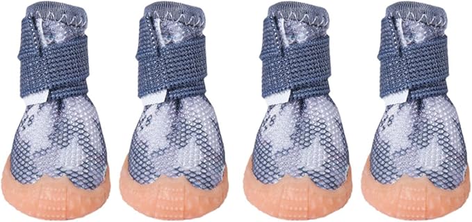 Dog Boots & Paw Protectors for Summer Hot Pavement Puppy Shoes with Anti-Slip Rubber Soles Pet Socks for Small Medium Dogs_4#(Panda Black)