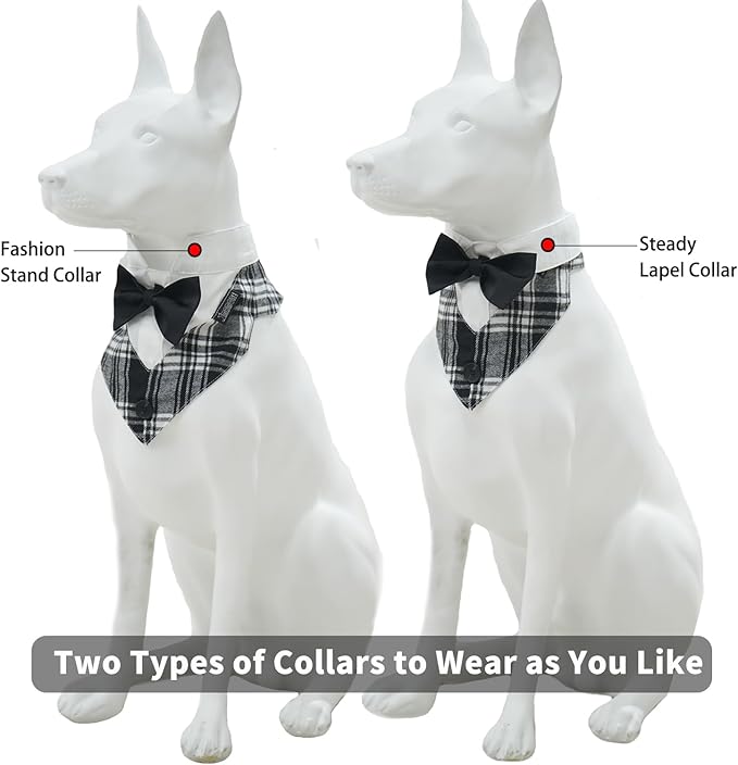 Dog Tuxedo Wedding Suit Shirt with Bow Tie, Formal Outfit Tux Attire for Puppy Small Medium Dogs Cats Costume (Black Tux, Large)