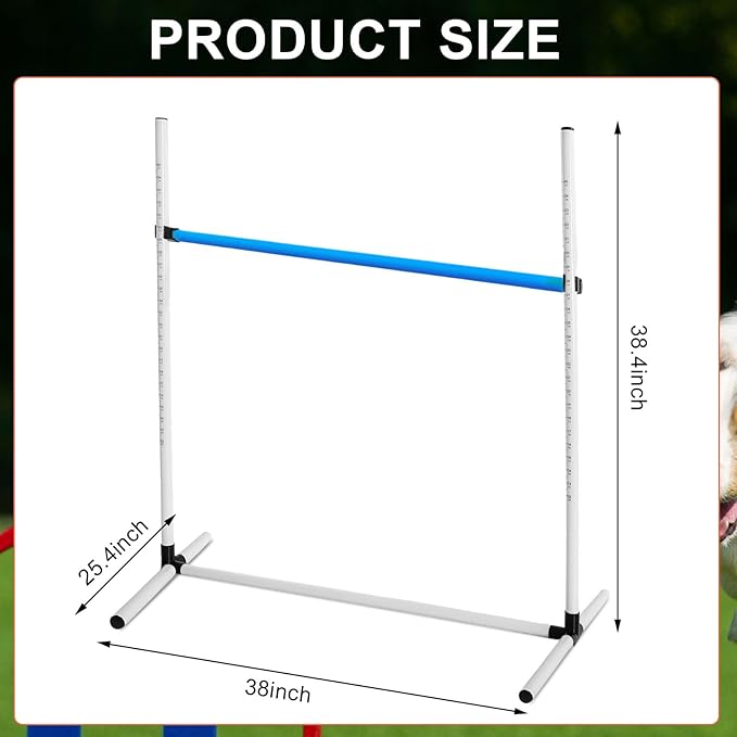 Halloscume 6 Pcs Dog Agility Training Equipments Dog Agility Jumps Hurdles Adjustable Jumps Hurdles Pet Jump Bars with Bag and Whistle for Indoor Outdoor Dogs Pet Jump Course Game(Blue and White)
