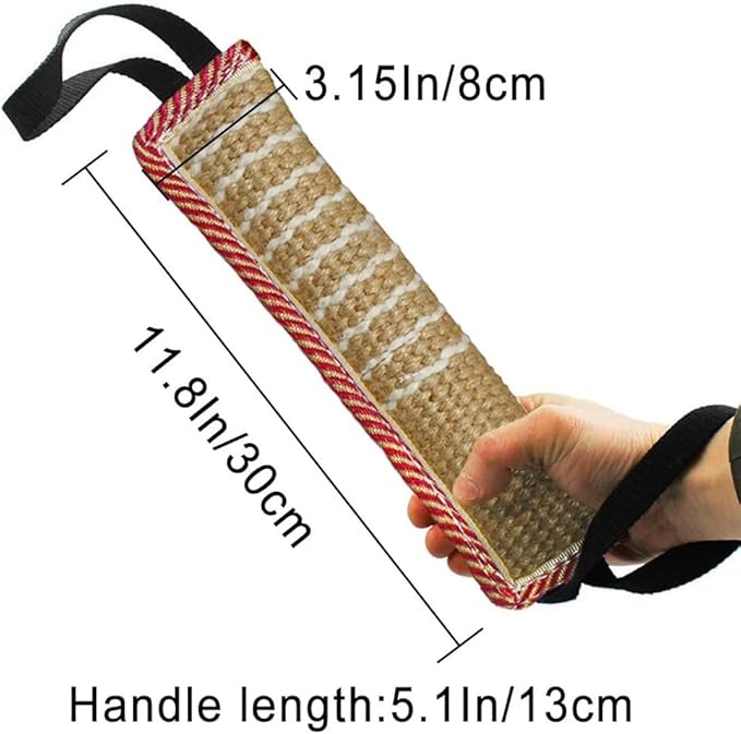 Storystore Dog Tug Toy Dog Training Bite Pillow Jute Bite Toy - Best for Tug of War, Puppy Training Interactive Play - Interactive Toys for Small and Medium Dogs (Striped, 11.8" x 3.15")