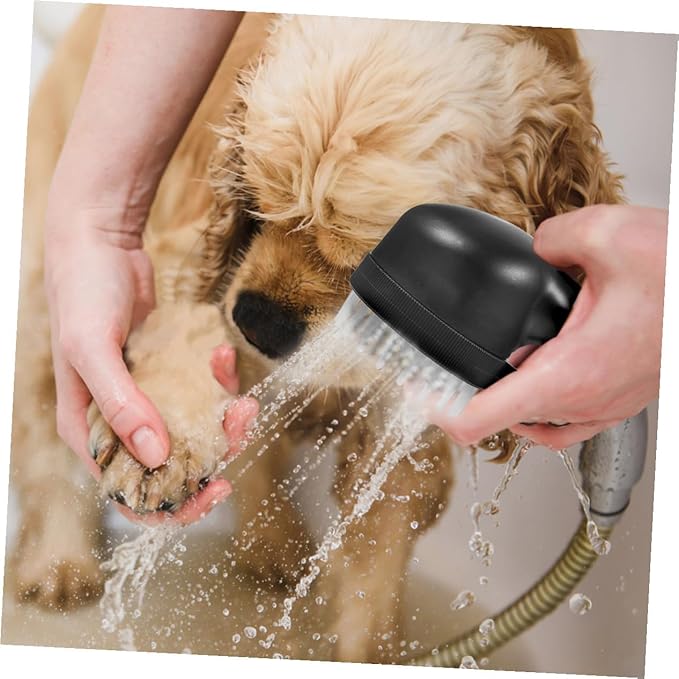 Pet Shower Sprayer Dog Bathing Tool with Massage Brush Flexible Cleaning Accessory for Easy Pet Grooming Skid Design Durable Hose