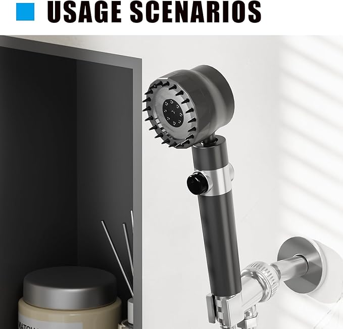 Handheld high-pressure shower head, with hose combination set, filter and various spray modes, Adjustable bracket,one-key switch, clean tiles, bathtubs and pets