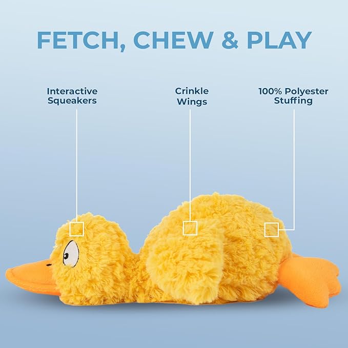 Best Pet Supplies 인터랙티브 삑삑이 강아지 츄잉 장난감, 츄어, 소형, 중형 및 대형견 및 페치 애호가를 위한 이상적인 강아지 장난감 - 더키 두들(옐로우), 스몰